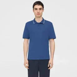 Theory Precise Polo Shirt In Striped Cotton Pique-Men T-shirts + Polos