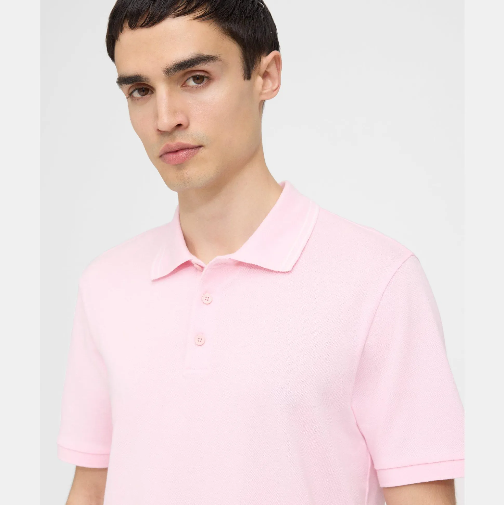 Theory Precise Polo Shirt In Striped Cotton Pique-Men T-shirts + Polos