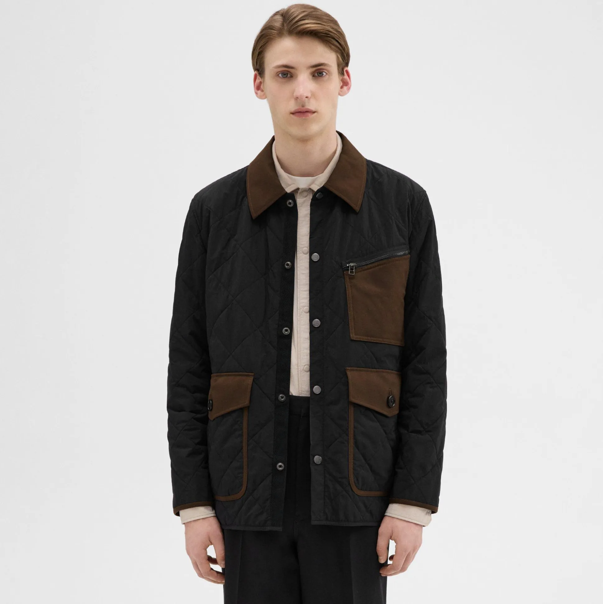 Theory Quilted Feather Nylon Barn Jacket-Men Outerwear