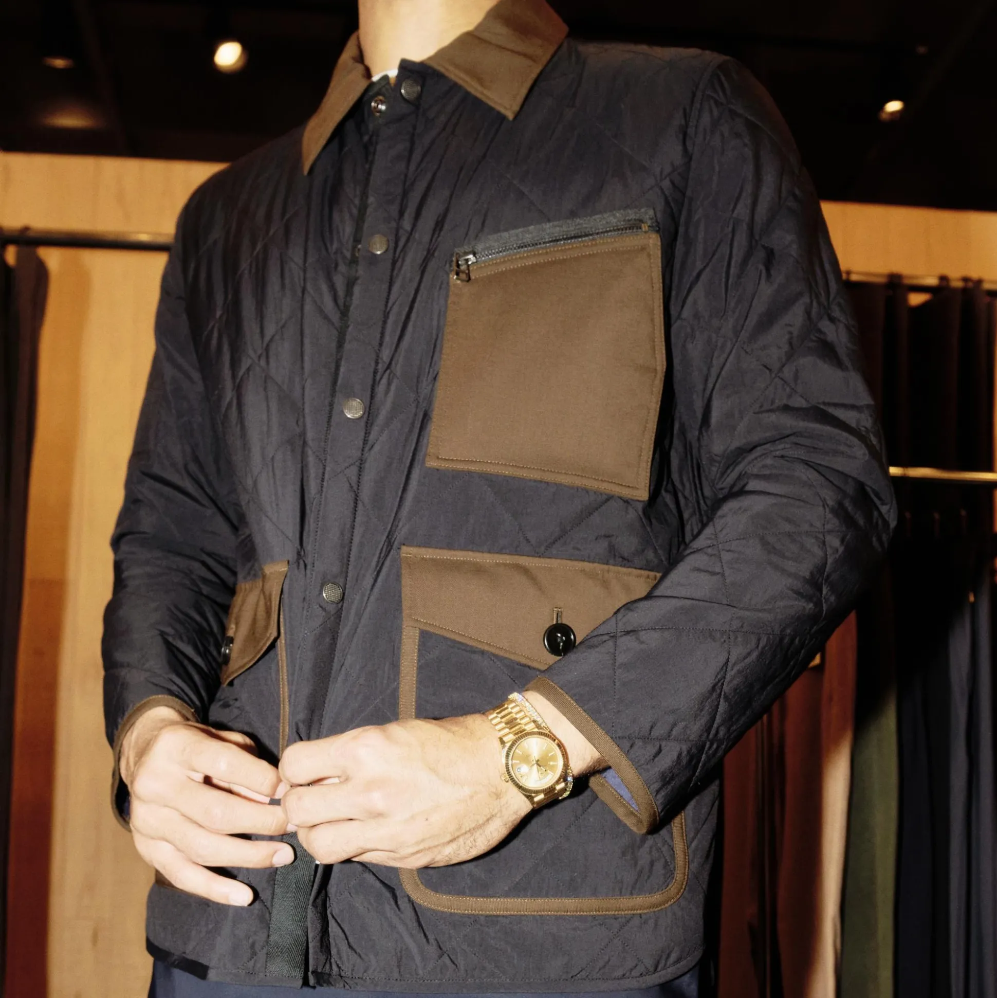 Theory Quilted Feather Nylon Barn Jacket-Men Outerwear