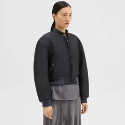 Theory Recycled Poly Reversible Bomber Jacket-Women Outerwear