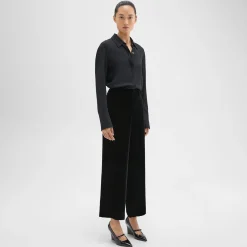 Theory Relaxed Straight Pant In Stretch Velvet-Women Suits|Pants
