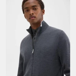 Theory Remi Zip Cardigan In Regal Wool-Men Sweaters + Cardigans