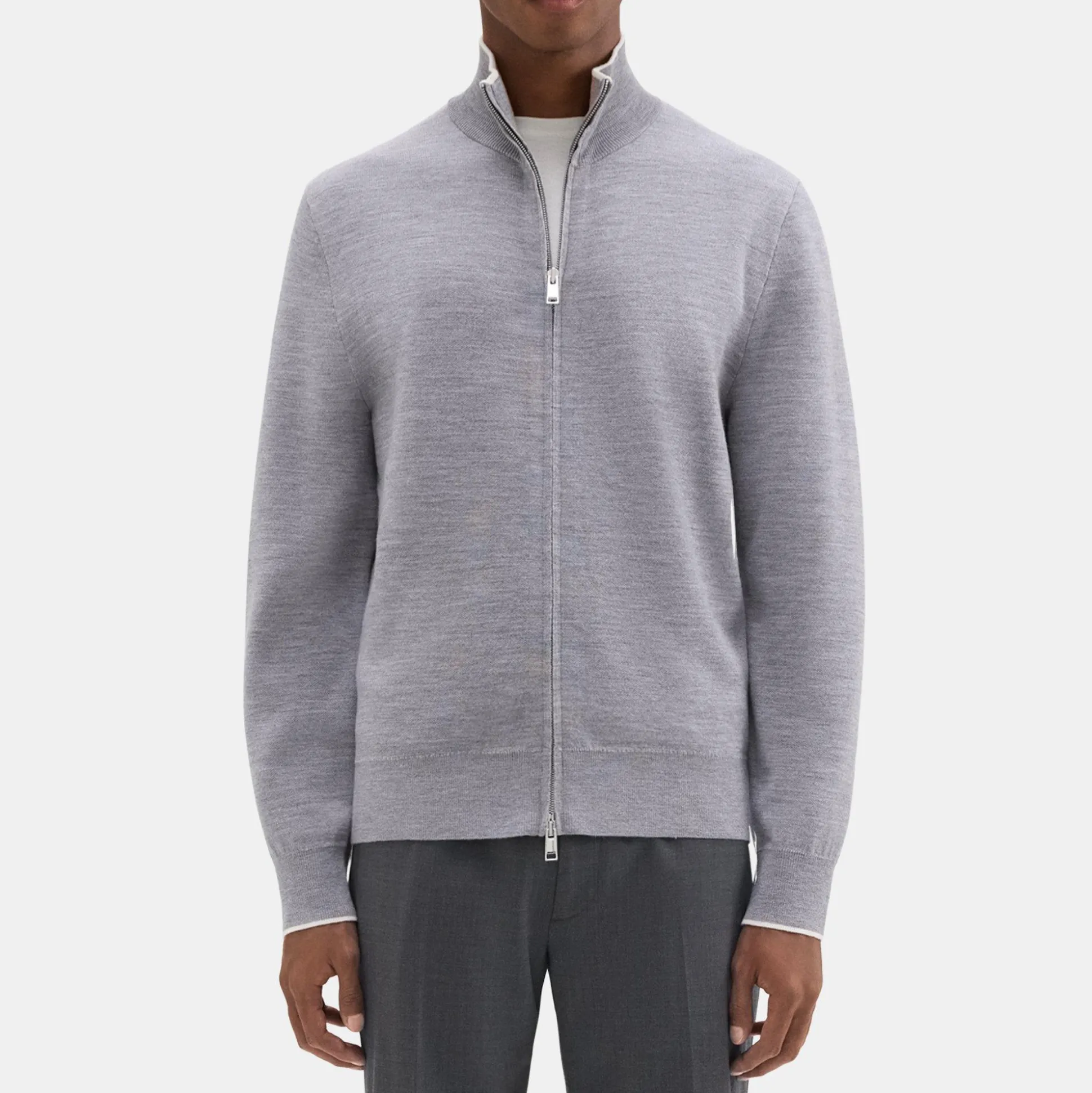 Theory Remi Zip Cardigan In Regal Wool-Men Sweaters + Cardigans