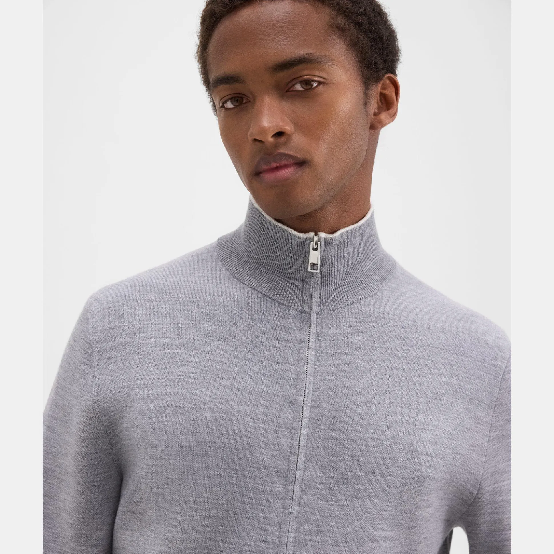 Theory Remi Zip Cardigan In Regal Wool-Men Sweaters + Cardigans