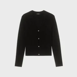 Theory Rib Knit V-Neck Cardigan In Velvet-Women Sweaters + Cardigans