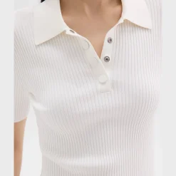 Theory Ribbed Polo In Crepe Knit-Women Sweaters + Cardigans