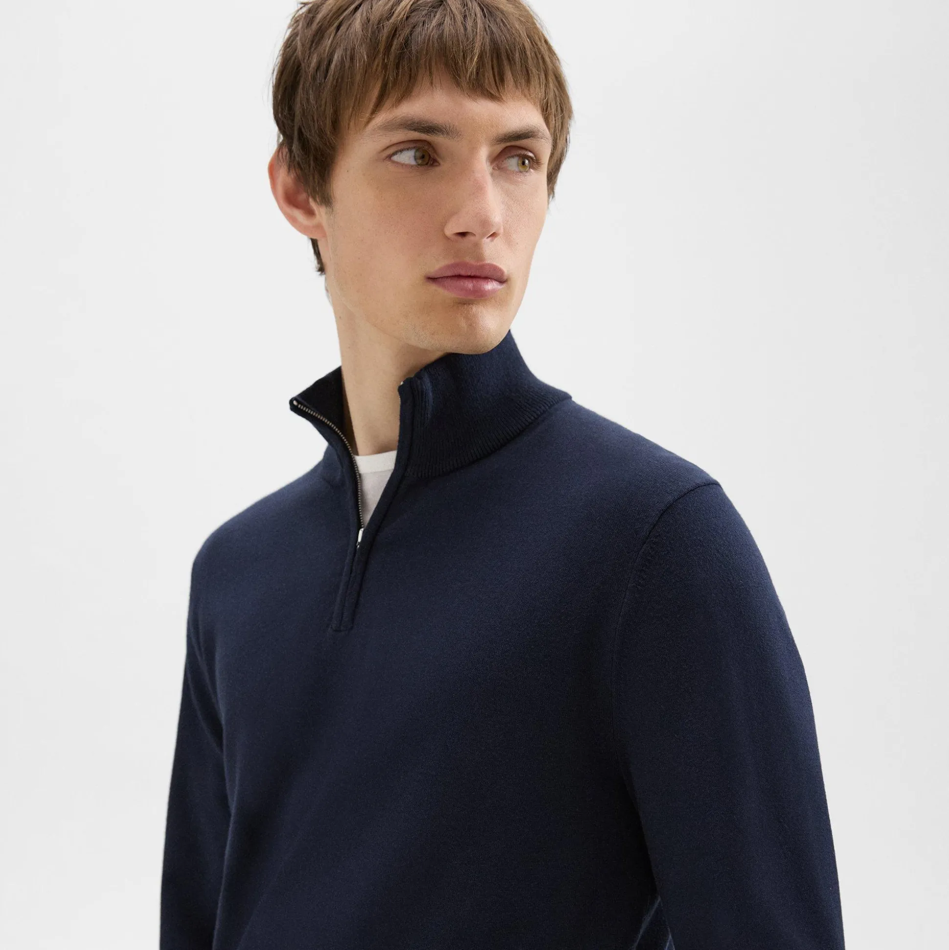 Theory Riland Quarter-Zip Sweater In Light Bilen-Men Sweaters + Cardigans