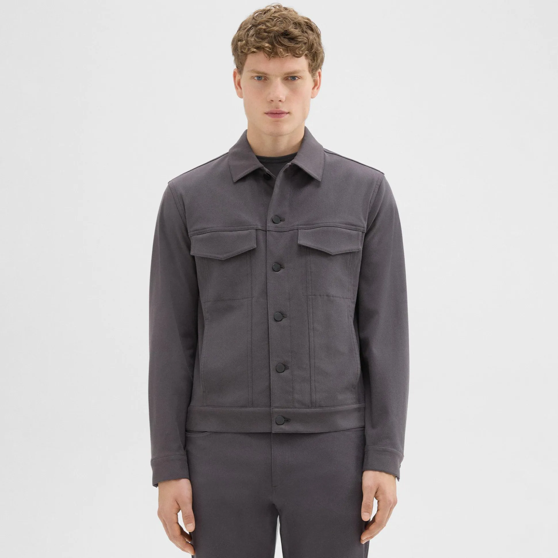 Theory River Trucker Jacket In Neoteric Twill-Men Outerwear|Blazers + Jackets