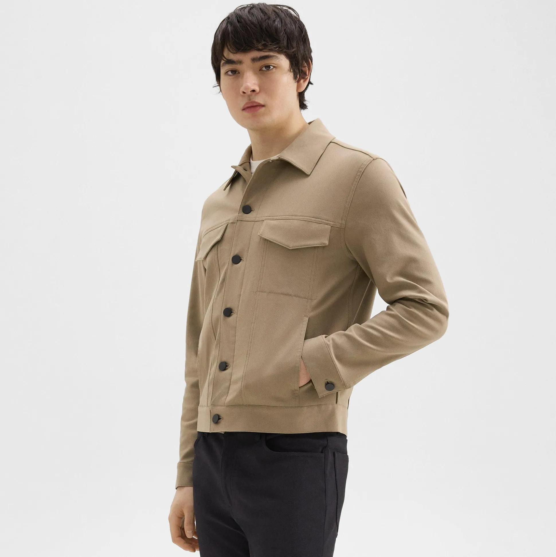 Theory River Trucker Jacket In Neoteric Twill-Men Outerwear|Blazers + Jackets