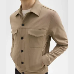 Theory River Trucker Jacket In Neoteric Twill-Men Outerwear|Blazers + Jackets