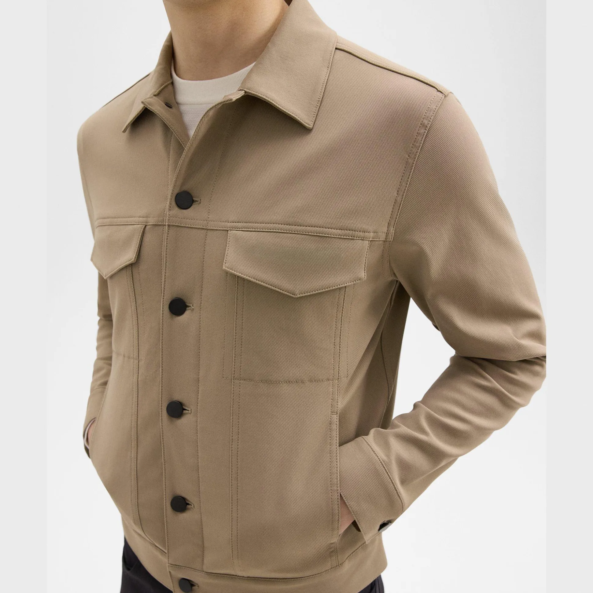Theory River Trucker Jacket In Neoteric Twill-Men Outerwear|Blazers + Jackets