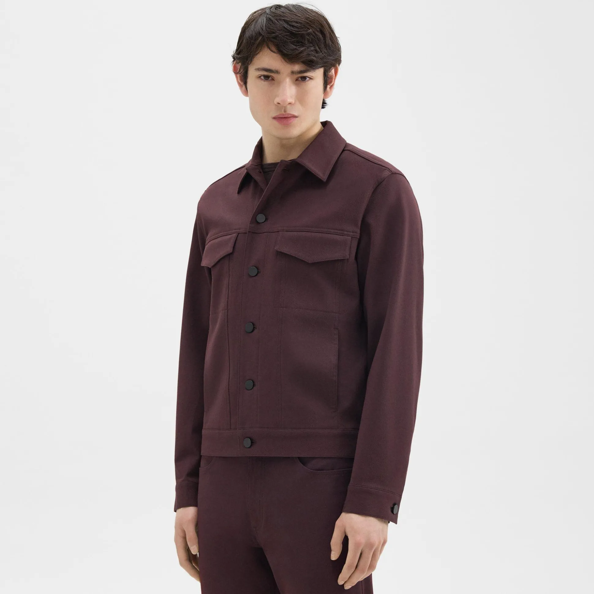 Theory River Trucker Jacket In Neoteric Twill-Men Outerwear|Blazers + Jackets