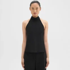 Theory Roll Neck Halter Top In Recycled Georgette-Women Tops