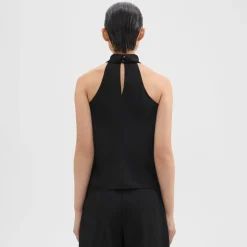 Theory Roll Neck Halter Top In Recycled Georgette-Women Tops
