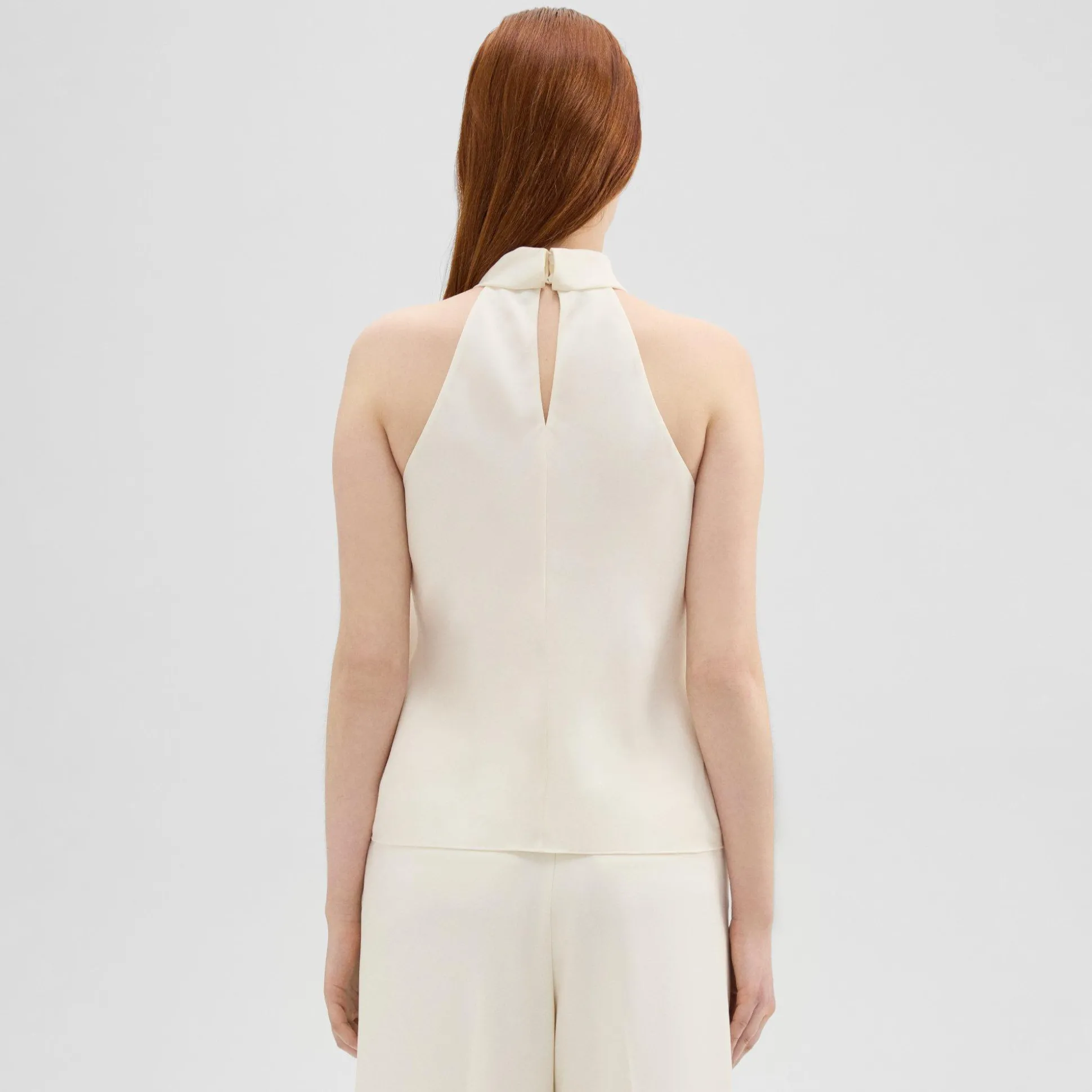 Theory Roll Neck Halter Top In Recycled Georgette-Women Tops