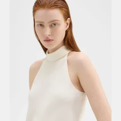 Theory Roll Neck Halter Top In Recycled Georgette-Women Tops