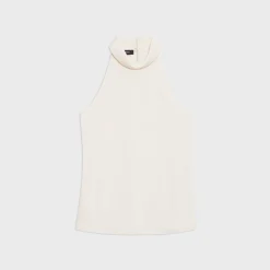 Theory Roll Neck Halter Top In Recycled Georgette-Women Tops