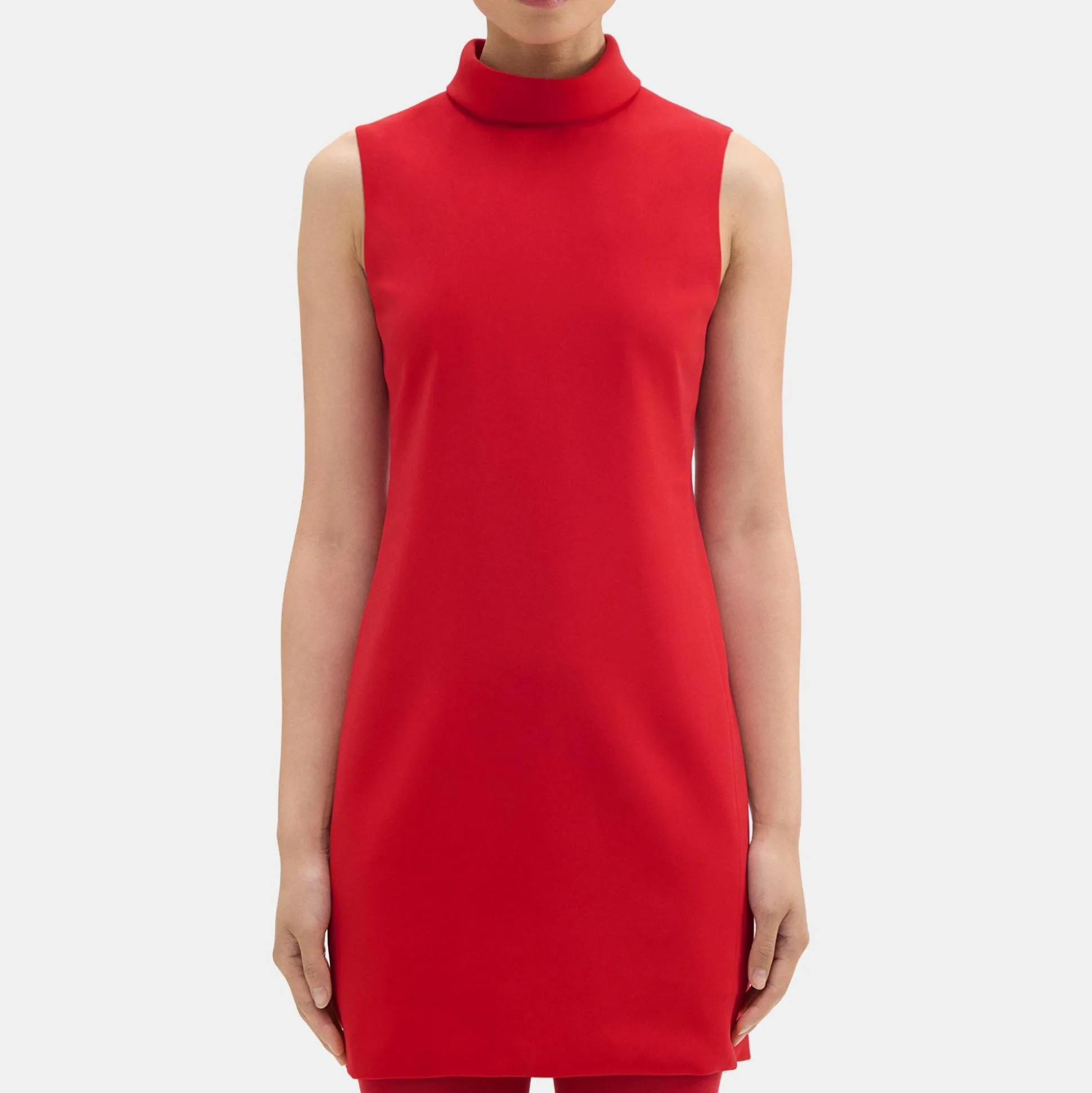 Theory Roll Neck Mini Dress In Admiral Crepe-Women Dresses