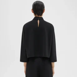 Theory Roll Neck Top In Admiral Crepe-Women Tops