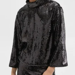 Theory Roll Neck Top In Recycled Sequins-Women Tops