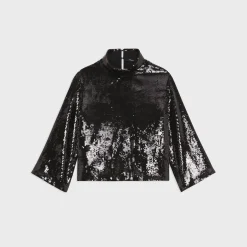 Theory Roll Neck Top In Recycled Sequins-Women Tops