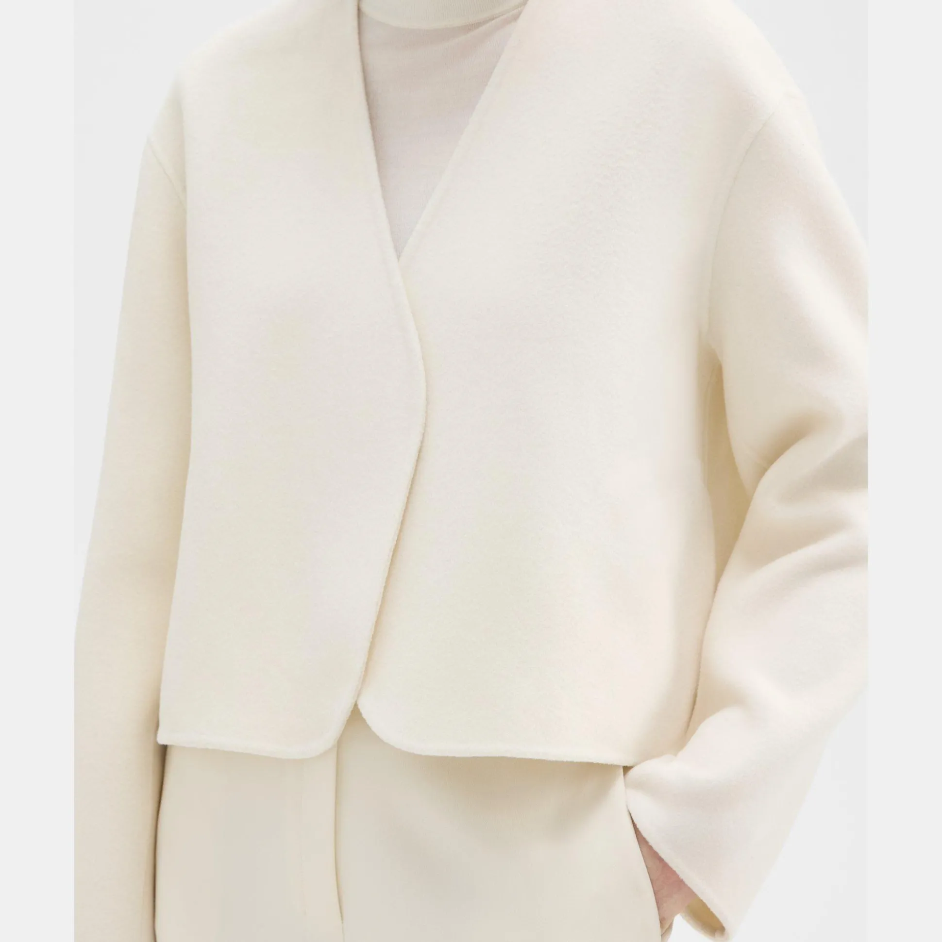 Theory Rounded Crop Jacket In Double-Face Wool-Cashmere-Women Outerwear