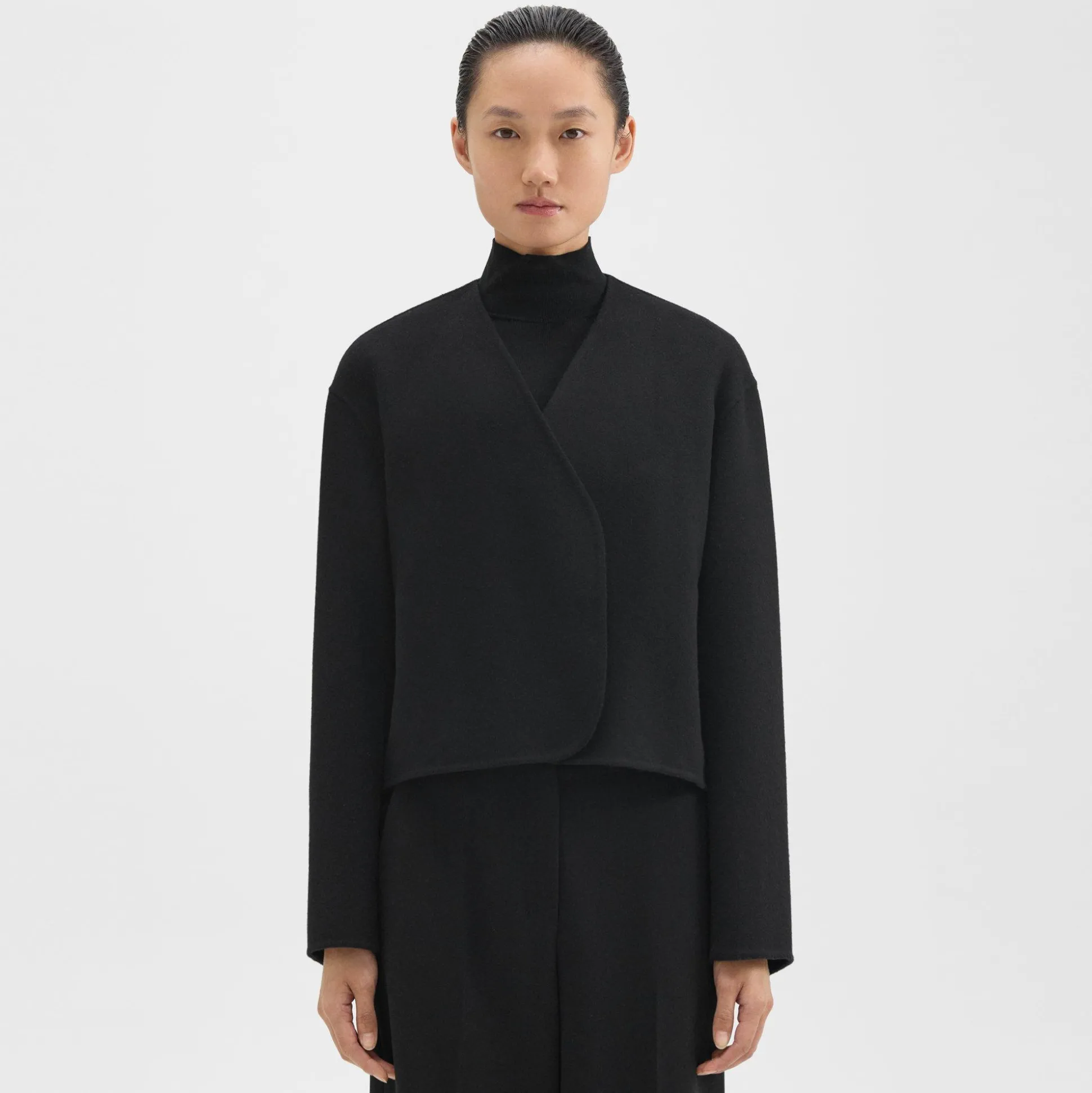 Theory Rounded Crop Jacket In Double-Face Wool-Cashmere-Women Outerwear