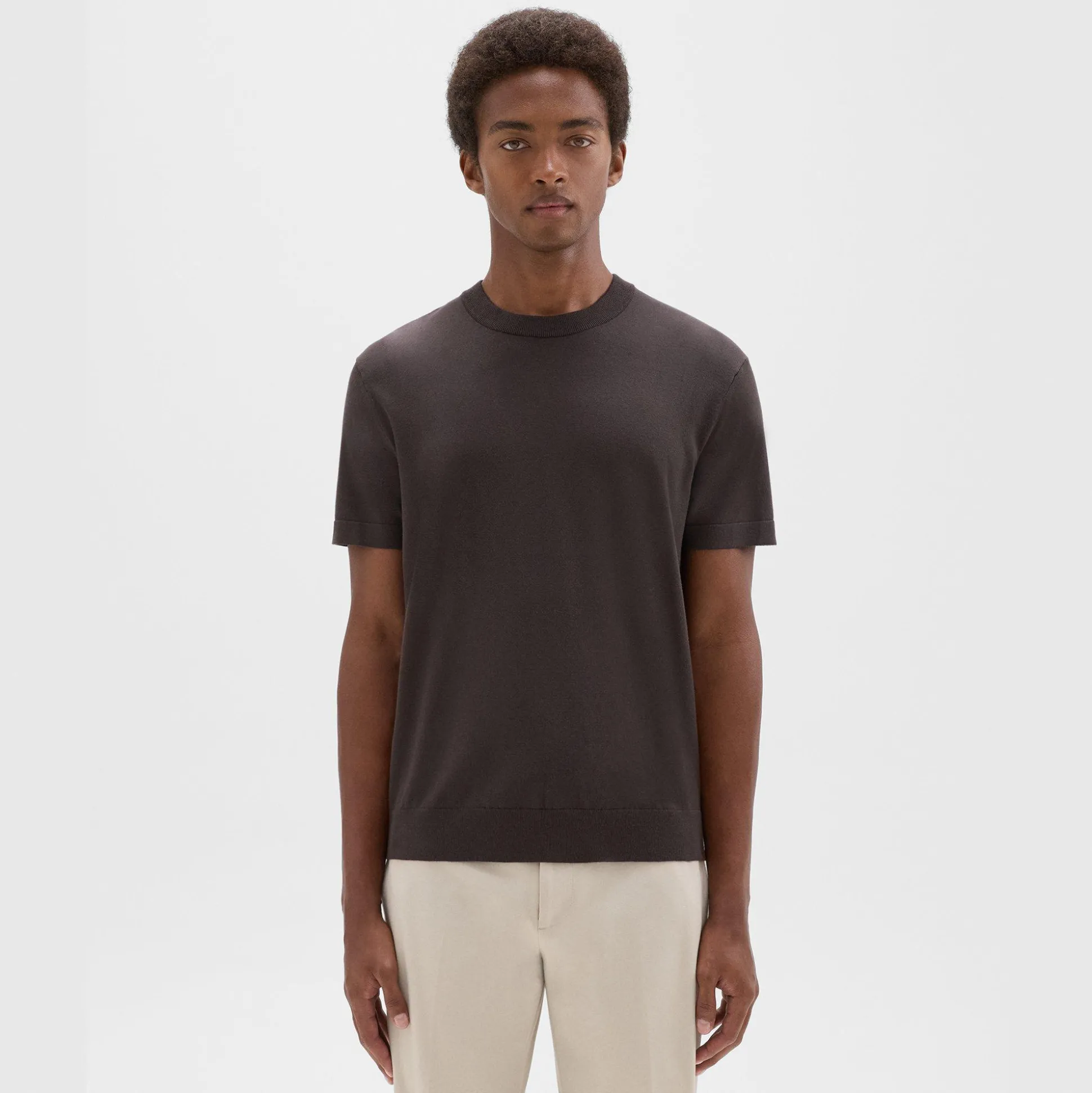 Theory Sarior Short-Sleeve Sweater In Light Bilen-Men Sweaters + Cardigans|T-shirts + Polos