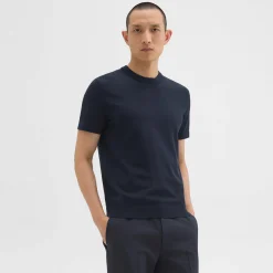 Theory Sarior Short-Sleeve Sweater In Light Bilen-Men Sweaters + Cardigans|T-shirts + Polos