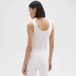 Theory Scoop Neck Tank Top In Rib Knit Viscose-Women T-Shirts