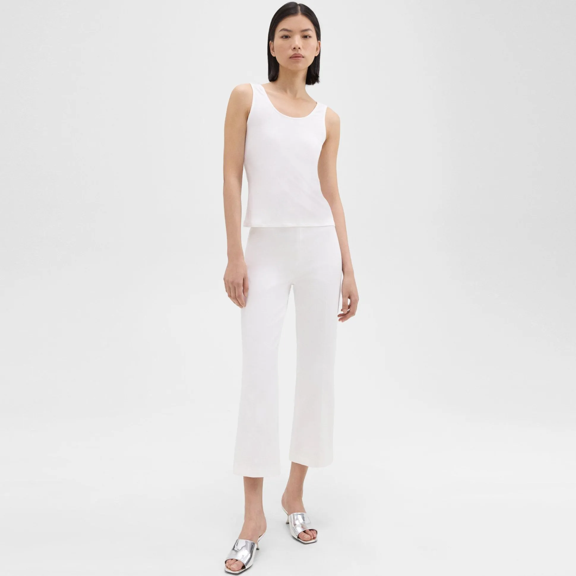 Theory Scoop Neck Tank Top In Rib Knit Viscose-Women T-Shirts