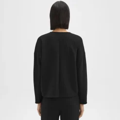 Theory Sculpted V-Neck Top In Double-Knit Jersey-Women Tops|T-Shirts
