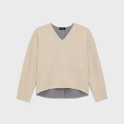 Theory Sculpted V-Neck Top In Double-Knit Jersey-Women Tops|T-Shirts