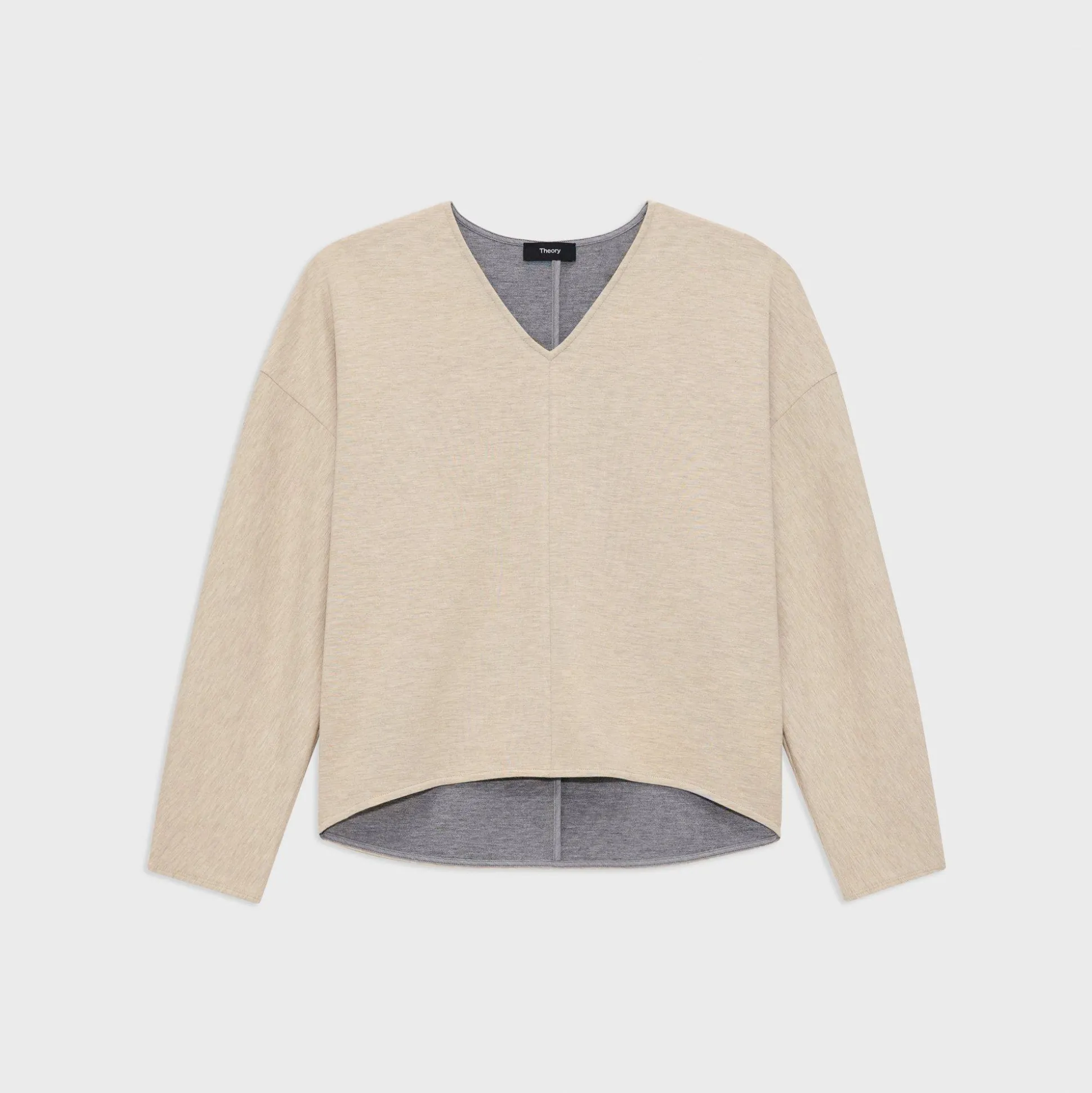 Theory Sculpted V-Neck Top In Double-Knit Jersey-Women Tops|T-Shirts