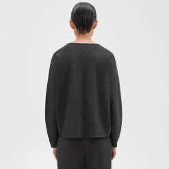 Theory Sculpted V-Neck Top In Double-Knit Jersey-Women Tops|T-Shirts