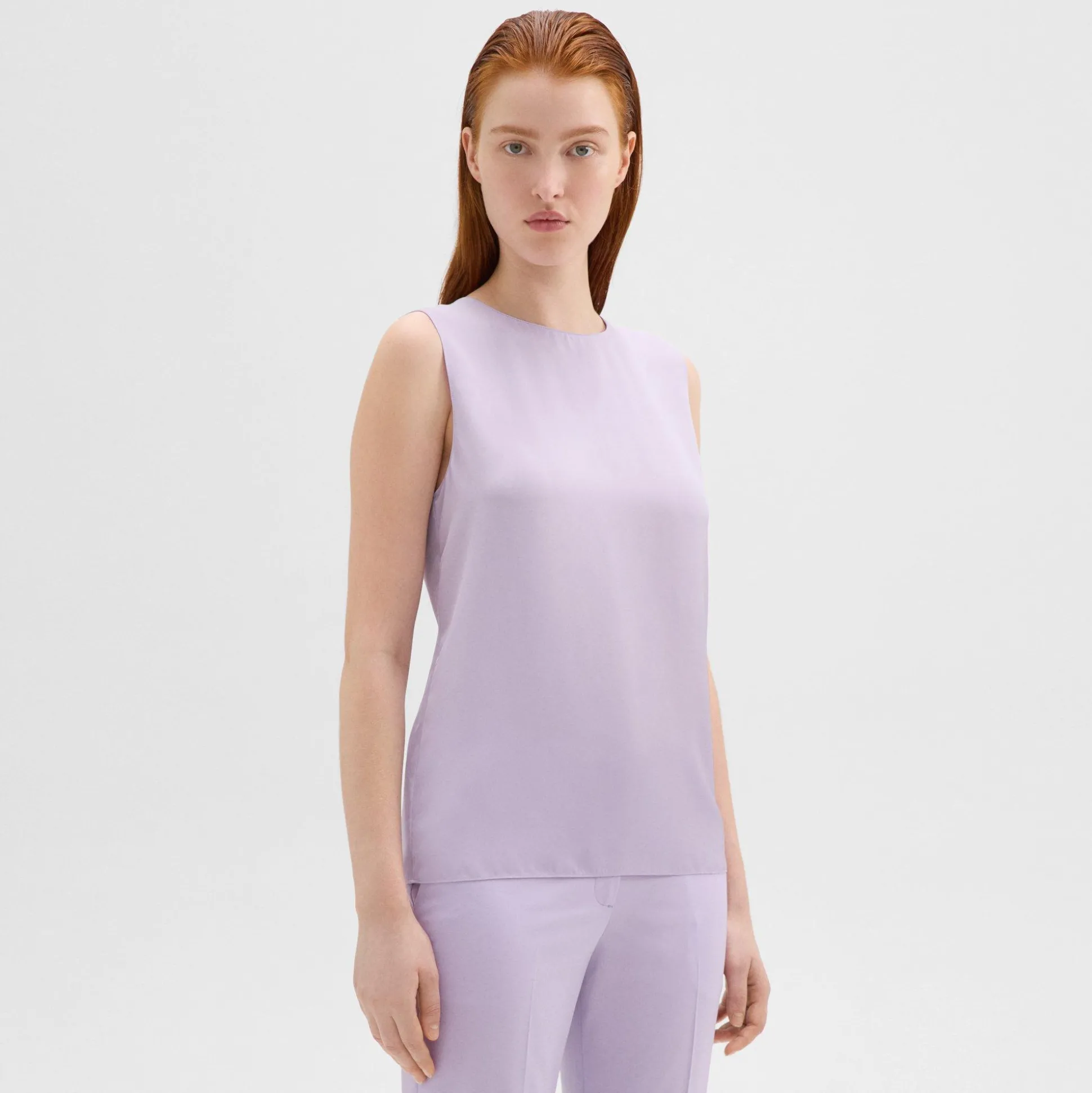 Theory Shell Top In Silk Georgette-Women Tops