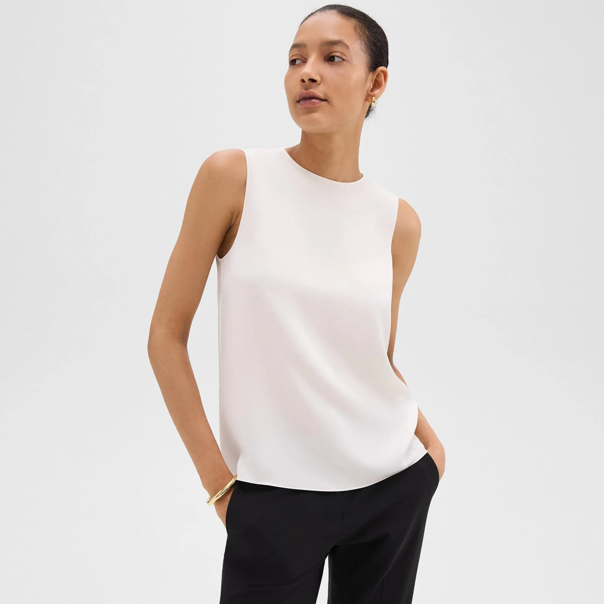 Theory Shell Top In Silk Georgette-Women Tops