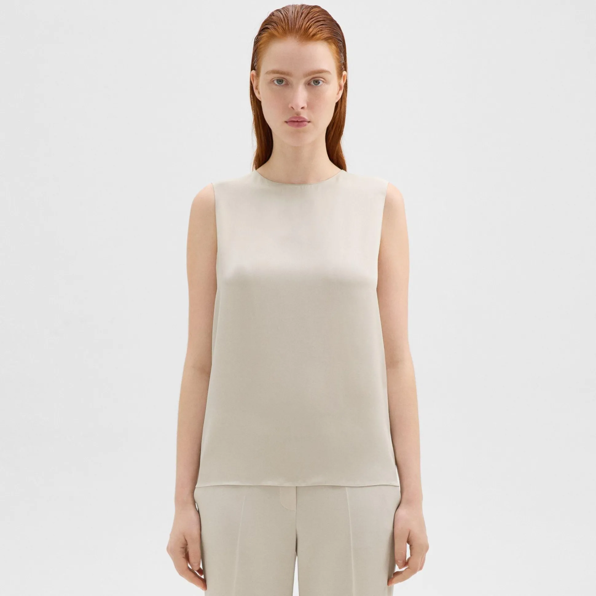 Theory Shell Top In Silk Georgette-Women Tops