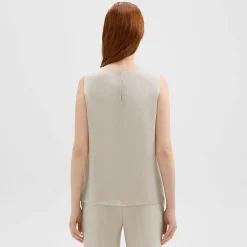 Theory Shell Top In Silk Georgette-Women Tops