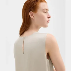 Theory Shell Top In Silk Georgette-Women Tops