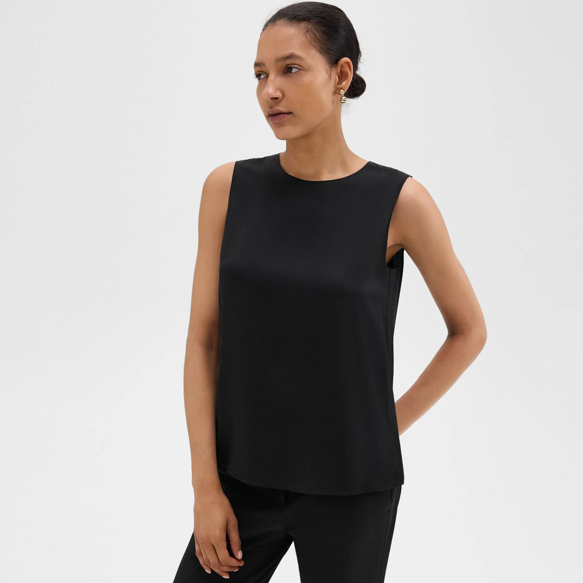 Theory Shell Top In Silk Georgette-Women Tops