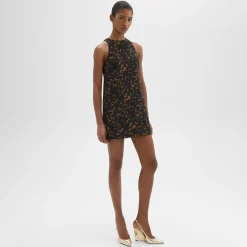 Theory Shift Dress In Tortoiseshell Printed Crepe-Women Dresses