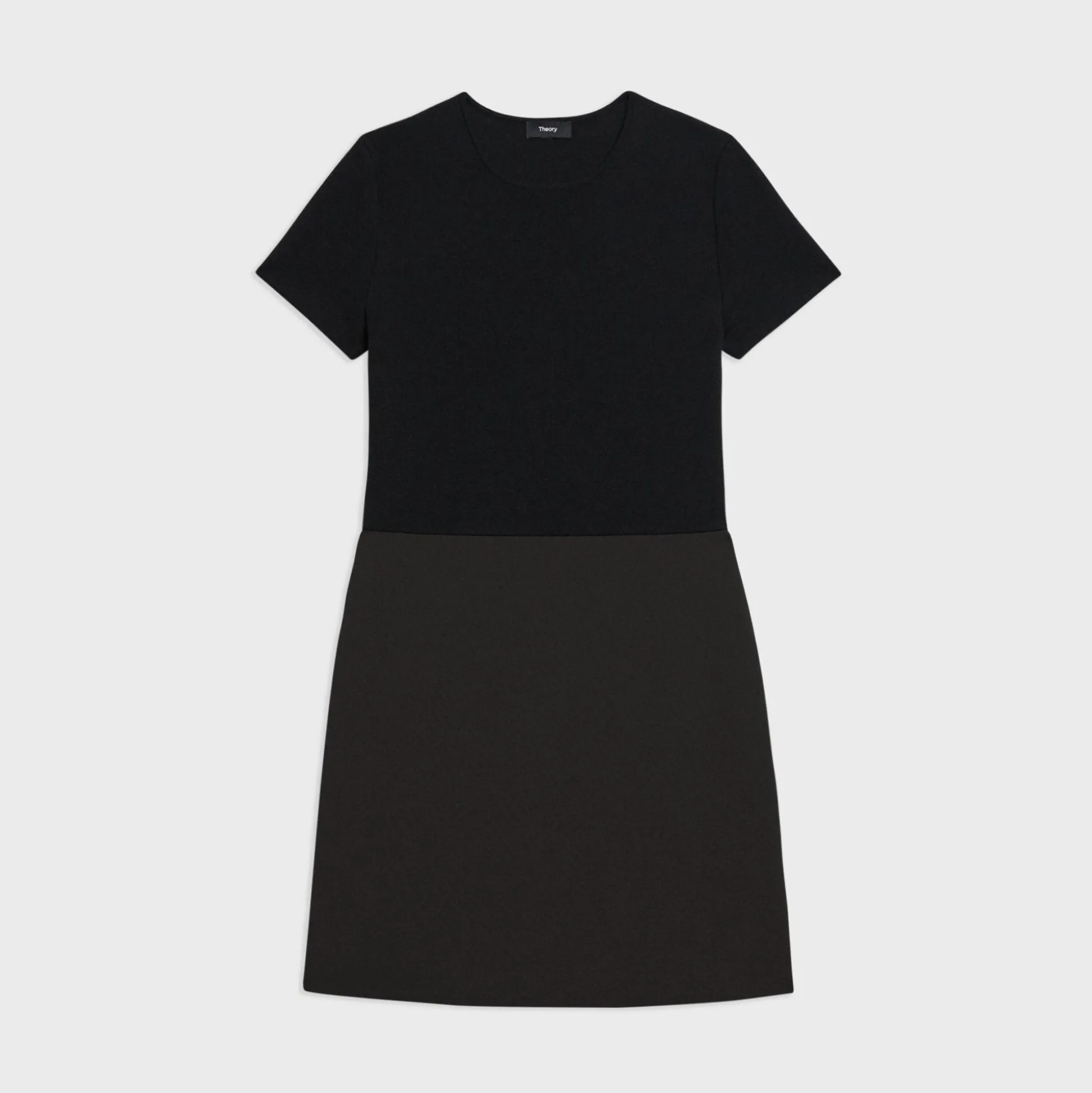 Theory Short-Sleeve Combo Dress In Double Weave-Women Dresses