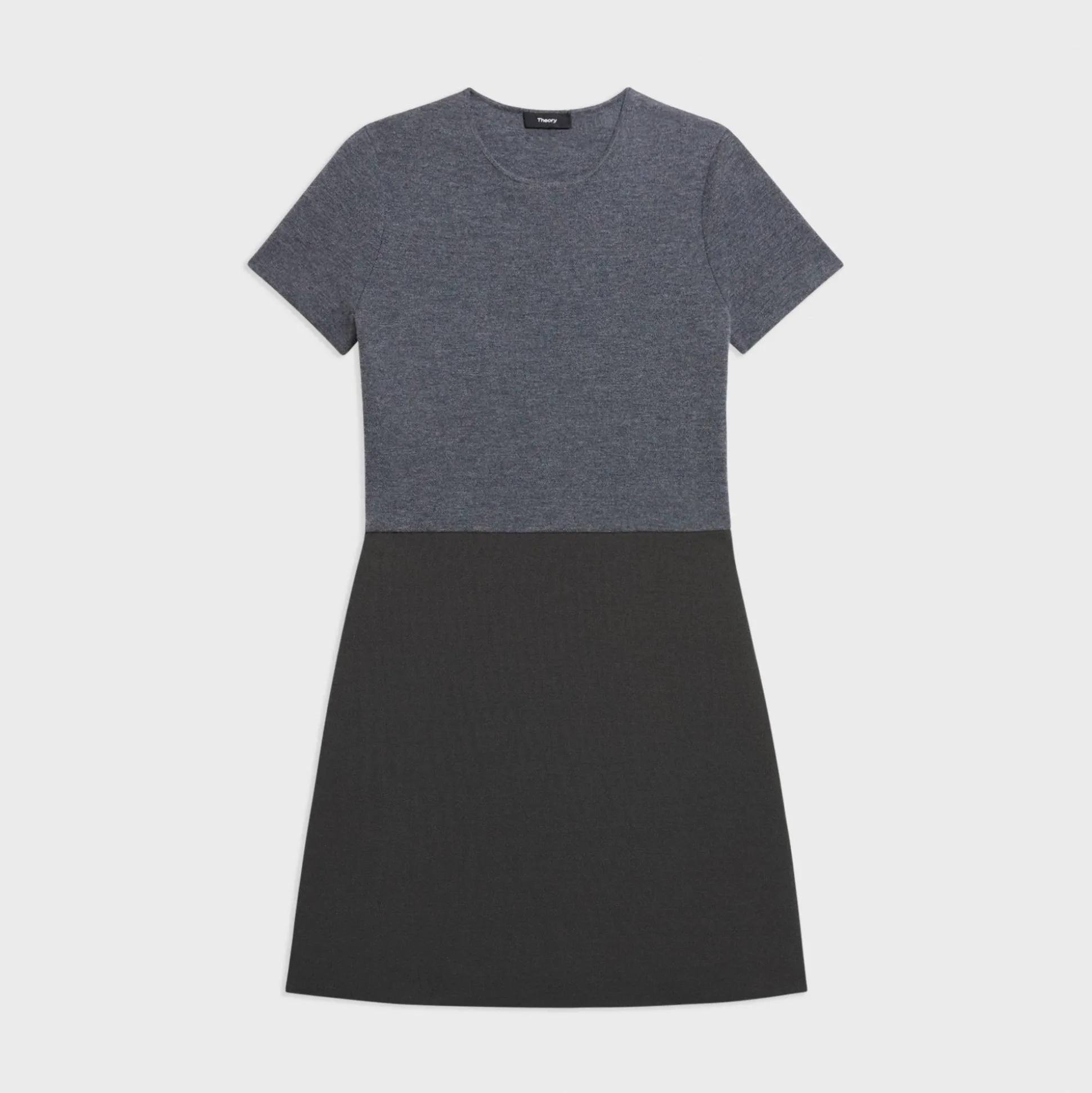 Theory Short-Sleeve Combo Dress In Double Weave-Women Dresses