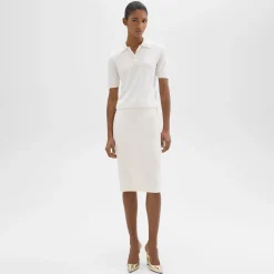 Theory Short-Sleeve Polo Sweater In Regal Wool-Women Sweaters + Cardigans