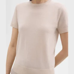 Theory Short-Sleeve Sweater In Regal Wool-Women Sweaters + Cardigans