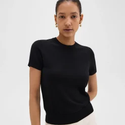 Theory Short-Sleeve Sweater In Regal Wool-Women T-Shirts|Sweaters + Cardigans