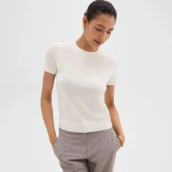 Theory Short-Sleeve Sweater In Regal Wool-Women Tops|T-Shirts