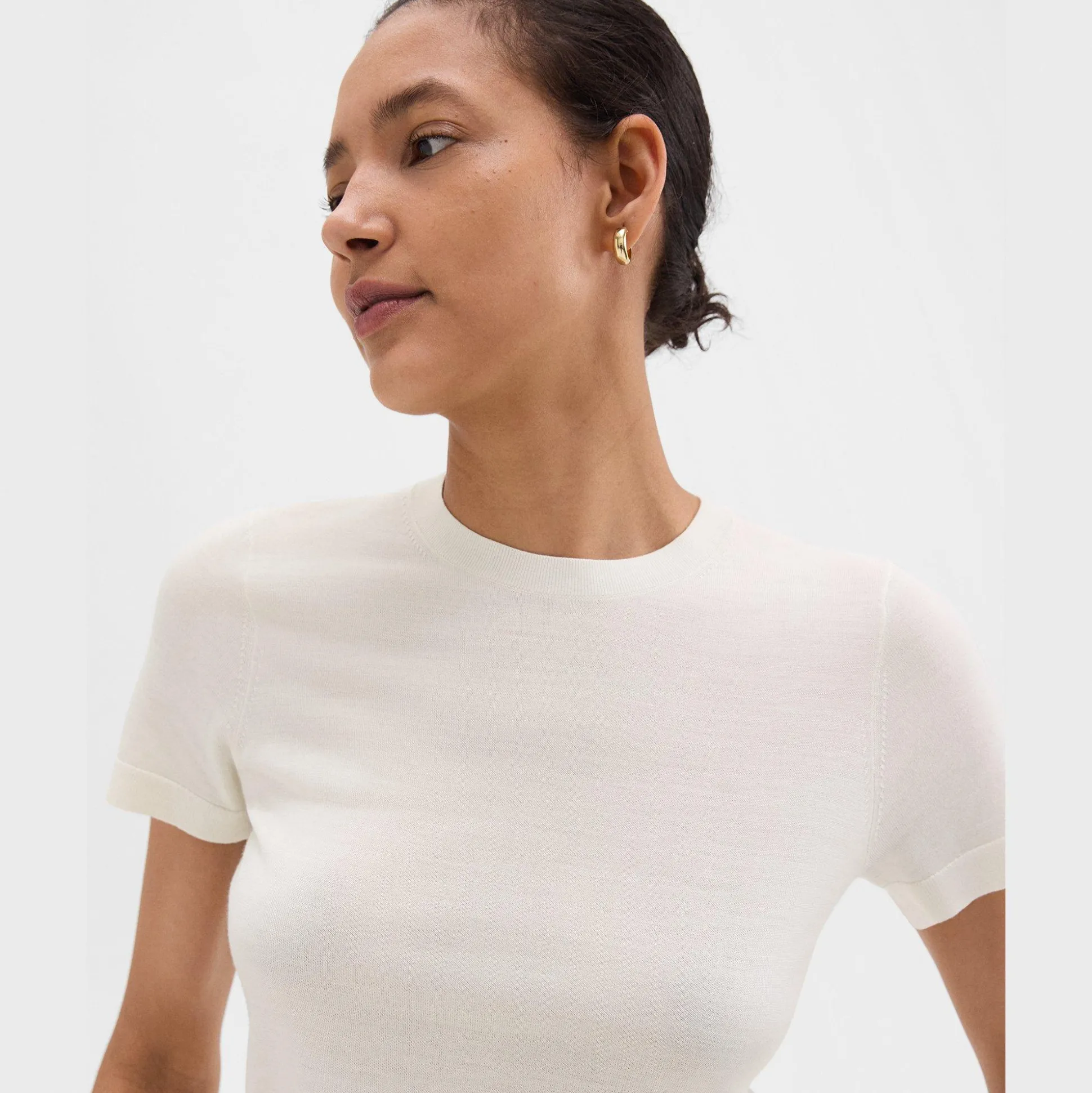 Theory Short-Sleeve Sweater In Regal Wool-Women Tops|T-Shirts